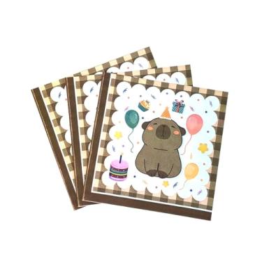 Imagem de 40 peças de decorações de festa de aniversário capivara, 40 peças de guardanapos com tema capivara - guardanapos de papel descartáveis para festa de roedores de água gordinhos para crianças