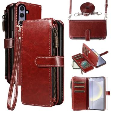 Imagem de Capa de telefone para Samsung Galaxy S24 Plus/S25 Plus S24+ S25+ 5G Capa com protetor de tela e cordão com zíper carteira porta-cartão suporte celular S24Plus 24S + S 24 24+ S25Plus 25S 25+ SM-S936U