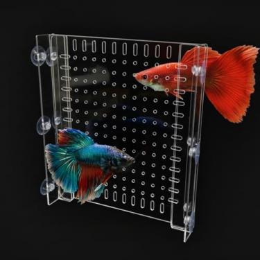 Imagem de Divisor de aquário para aquários de 15/20 galões, separador ajustável de acrílico de 28,4 x 28 cm com ventosas