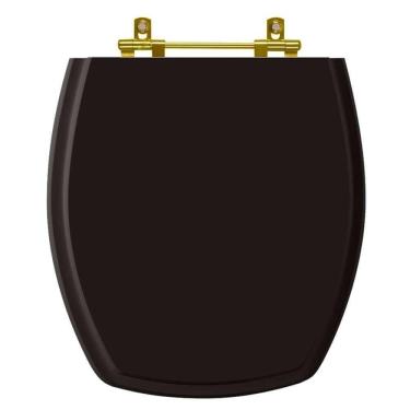 Imagem de Tampa De Vaso Poliéster Thema Preto Para Bacia Incepa Com Ferragem Dourada