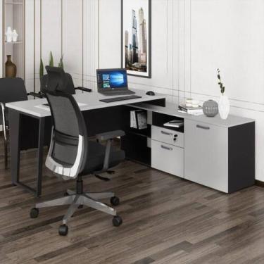 Imagem de Escrivaninha com Balcão Lateral 170cm 1 Porta 2 Gavetas Flex Multimóve