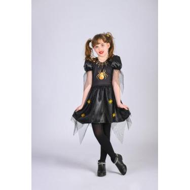 Imagem de Vestido Fantasia Menina Aranha Gold Halloween Dia Bruxas - Genérica, 8