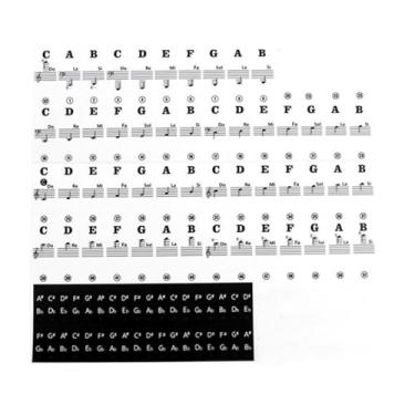 Imagem de HOIRIX Adesivos de teclado de piano para iniciantes crianças letras de notas de piano etiquetas de professor de música adesivo de ensino ferramenta de guia de notas de piano (preto, pacote com 2)
