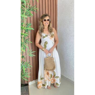 Imagem de Vestido Longo Estampado De Alça Regulavel Decote V