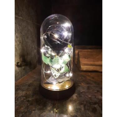 Imagem de Luminária A Rosa Encantada Rosa Negra Preta A Bela E A Fera - Amor Lin