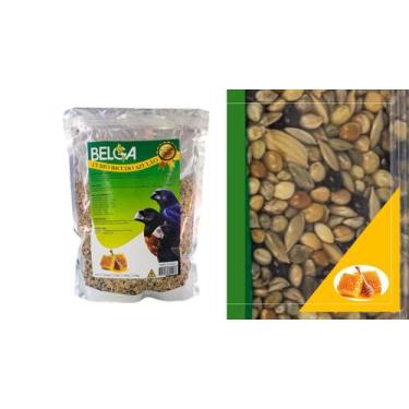 Imagem de Kit 2 Rações Mistura Pássaro  Curió Bicudo Azulão Mel 500 Gr Belga