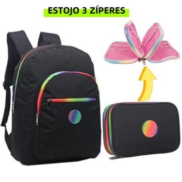 Imagem de Kit Mochila de Costas Com Estojo Juvenil Escolar 3 Cores - yepp, #2 PR