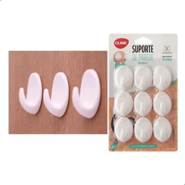 Imagem de Kit 9 Gancho Cabide Adesivo De Parede 3,7x2,8cm Clink CK3562