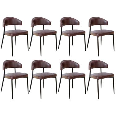 Imagem de Kit 08 Cadeiras Estofada Para Sala de Jantar Serena Preto C01 Courino Café - Lyam Decor