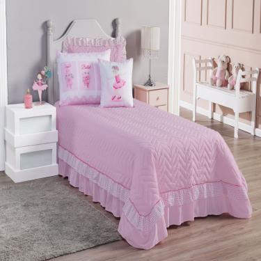 Imagem de Kit Cobre Leito Solteiro Ballet Rosa Enxovais Aquarela 5 peças