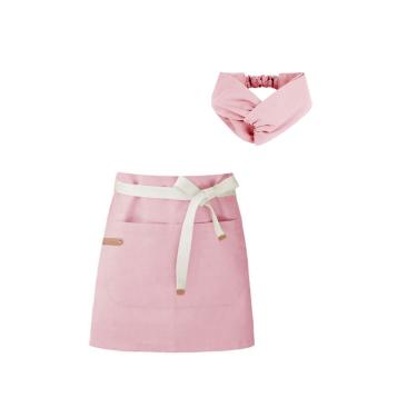 Imagem de Avental Cintura e Faixa Turbante Rosa Cafeteria Confeitaria