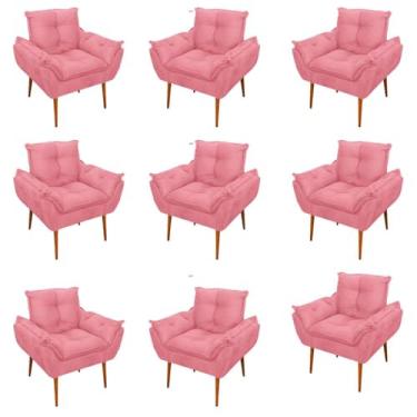 Imagem de Kit 09 Cadeiras Poltronas Opala Clinica Salão Balaqui Decor Cor:rosa