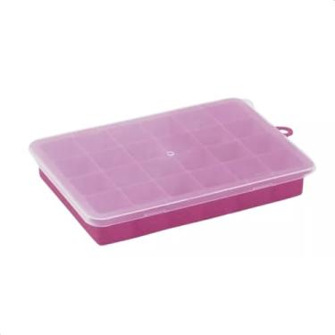 Imagem de Forma de Silicone Flexível Para Gelo Papinhas Com Tampa 24 Cubos Drinks Caipirinha Utensílio Cozinha Bar
