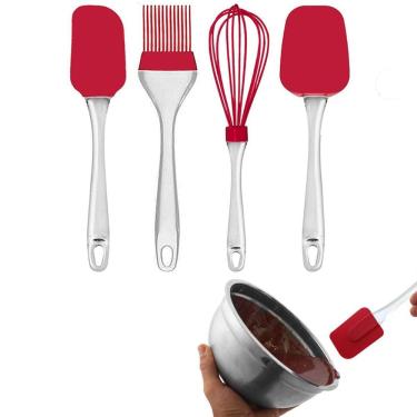 Imagem de Kit 4 Peças Utensilios Espatula Pincel Acrilico Ergonomico