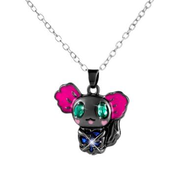 Imagem de Colar axolotl, colar de cristal de axolote fofo com pingente de axolote preto, pingente de cristal para mulheres, colar moderno, joias, presente de aniversário, brinquedo