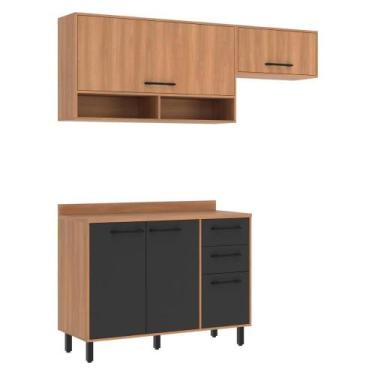 Imagem de Armário De Cozinha Compacta Modulada 3 Peças Com Balcão Havana Multimó