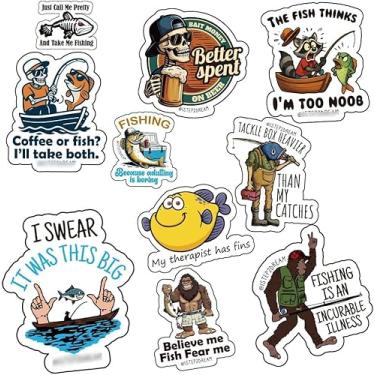 Imagem de Decalques de humor de pesca - Adesivos de vinil à prova d'água para equipamentos de pescador, laptop, telefone, garrafa de água, barco