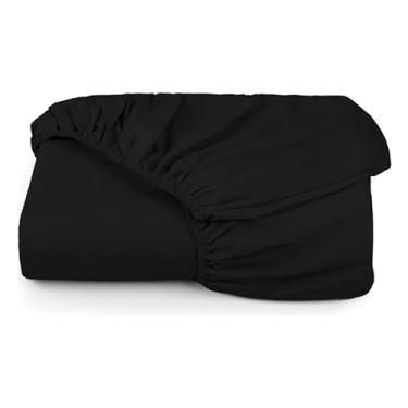 Imagem de Lençol Avulso com Elástico Solteiro Casal Queen King Tecido 400 Fios Toque Macio e Aveludado(preto,Casal)