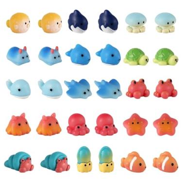 Imagem de 30 mini estatuetas oceânicas, 15 estilos de resina, animais marinhos fofos, estatuetas de animais marinhos, miniatura, oceano, para aquário, casa de bonecas, jardim, artesanato, faça você mesmo