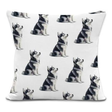 Imagem de Yorhifa Capas de travesseiro Husky siberiano 45,7 x 45,7 cm, presentes para donos de cães, presentes de cachorro Husky siberiano para amantes de cães, capas de almofada para sofá, decoração de quarto