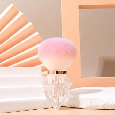 Imagem de Pincel portátil para unhas de diamante – ferramenta de maquiagem multiuso para pó, cerdas sintéticas macias, adequado para viagens, 5,56 x 5,5 x 17 cm, cabo de plástico leve (transparente)