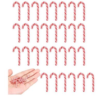 Imagem de 30 peças, pingente de Natal, muleta, estatueta de bengala, decorações coloridas de Natal