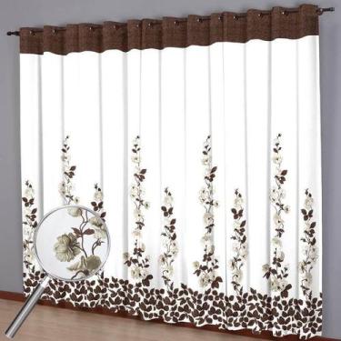 Imagem de Cortina para Varão Donna 300x240 cm Luxo Valência Marrom e Bege, Marro
