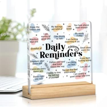 Imagem de Placa de acrílico inspiradora de 10 cm por 10 cm decoração de interior decoração de mesa motivacional presentes para mulheres homens educador mentor tia aniversário Natal