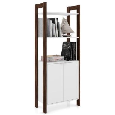 Imagem de Estante Livreiro Multiuso Multiuso 2 Portas Branco/nogal