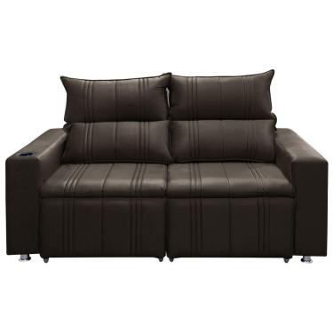 Imagem de Sofá 2 Lugares Retrátil E Reclinável Madri 1,80m - Suede Marrom Castor
