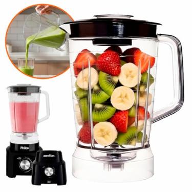 Imagem de Copo Para Liquidificador Compatível Philco Ph 900/1200 Britania B1000 Sangel Acrílico Tampa Preto