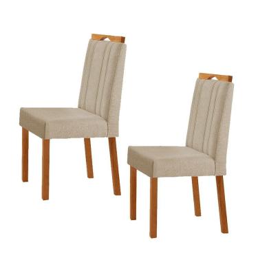 Imagem de Kit 2 Cadeiras ágata Com Puxador Móveis Minas Cor Linho Bege