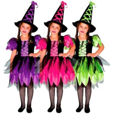 Imagem de Fantasia de Bruxa Infantil Várias Cores com Chapéu - Sulamericana, Ros