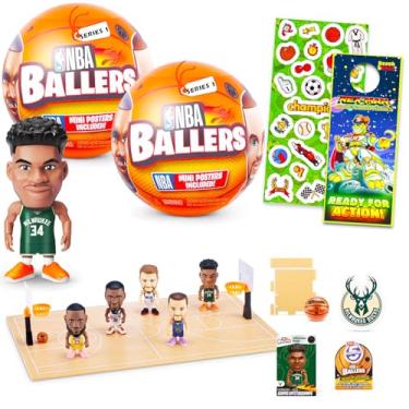 Imagem de ZURU Conjunto Misterioso De Minifiguras Jogadores Basquete Nba Ballers - Pacote Com Duas Figuras Estrelas Surpresa, Adesivos E Muito Mais, Atleta Colecionável