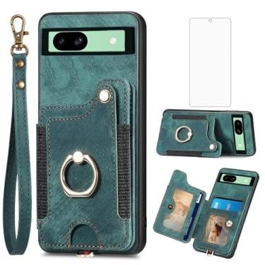 Imagem de Asuwish Capa de telefone para Google Pixel 8A capa carteira com protetor de tela de vidro temperado e alça de pulso RFID suporte para cartão de crédito anel acessórios para celular Pixel8A A8 5G