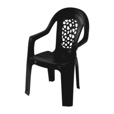 Imagem de Cadeira de Plástico Topplast Mirela com Braço PA00297 Branca, Preto