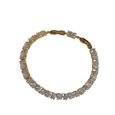 Imagem de Bracelete Feminino com Zircônia, Banhado a Ouro 18k, 2 Fechos