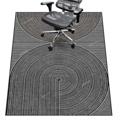 Imagem de Tapete de cadeira para piso de madeira, 122 cm x 152 cm, tapete embaixo da mesa para cadeira de computador com rodinhas e piso baixo, protetor de piso antiderrapante para escritório em casa, linhas