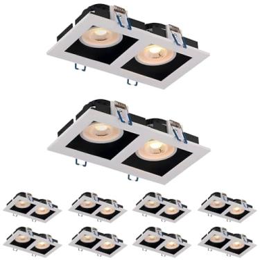 Imagem de Kit 25x Spot Duplo Recuado Branco Com Preto Quadrado LED Integrado 10W Bivolt