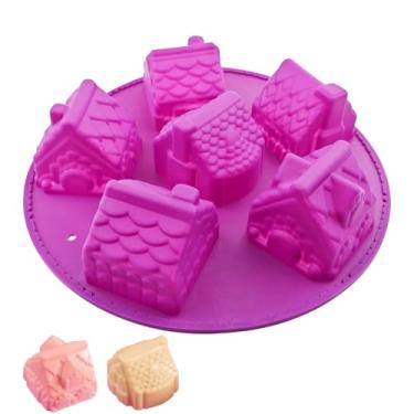 Imagem de Arvintas Molde de cozimento de silicone para casa de Natal, molde de sabão em forma de casa, mini moldes de bolo de Natal para brownies, geleia de chocolate, pudim, cupcake, sorvete