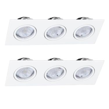 Imagem de Kit 2x Spot Embutir Triplo Face Plana Branco Quadrado LED Integrado 3000K 15W Bivolt
