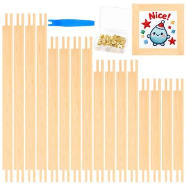 Imagem de Supkiir 16 peças de barras esticadoras de bordado, 4 tamanhos de barras esticadoras para bordado, suprimentos de arte em tela de madeira com 50 tachinhas de polegar para bordado, conjunto de molduras