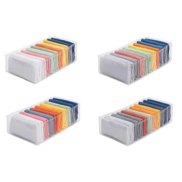 Imagem de kit 4 Organizador de Gavetas Colmeias, Plástico Cristal Transparente, 20x40x10cm, para Roupas e Acessórios, Modelo Fitness, Organizador de Blusinhas, Regatas e Infantil