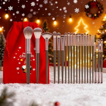 Imagem de Conjunto de pincéis de maquiagem de 21 peças com bolsa de veludo, pincéis macios para viagens, adequado para misturar base, blush, sombra e sobrancelhas (ouro)