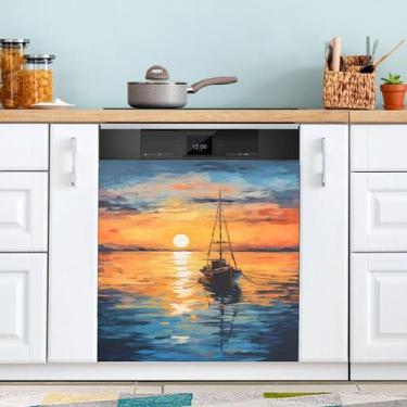 Imagem de Tampa magnética para máquina de lavar louça JIPONI Abstract Sunset Sea