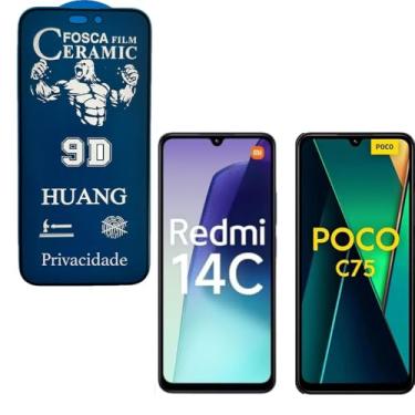 Imagem de Película Cerâmica Fosca Privacidade Redmi14C / Redmi A5 / POCO C75 / POCO C71,Proteção Total, Anti-Riscos, Anti Espião e Não Deixa Marca De Dedo Na Tela.