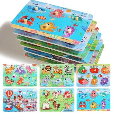 Imagem de Brinquedo de quebra-cabeça infantil de madeira Montessori Learning 1-3