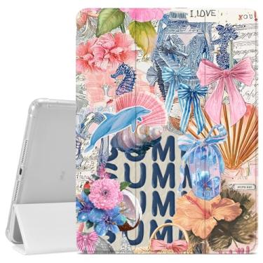 Imagem de VibrantFruitique Capa de colagem retrô para iPad Air de 13 polegadas (M3) 2025 / (M2) 2024 / iPad Pro 12,9 polegadas 2022/2021, linda capa protetora com laço, porta-lápis, traseira transparente e capa