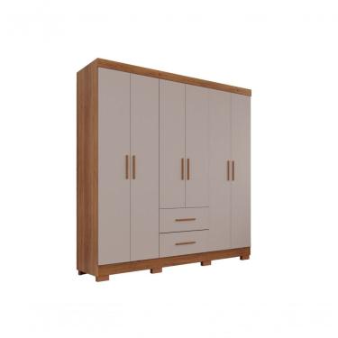 Imagem de Guarda-roupa Casal 6 Portas 2 Gavetas Estrela Premium Salleto Cinamomo/off White
