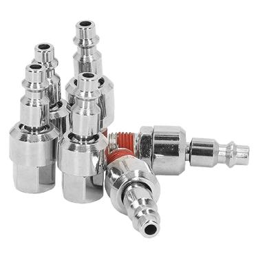 Imagem de 6PCS Conectores de Mangueira Ar 1 4 Polegada NPT Rotação 360 Graus Rápidos Plugues Machos Aço Inoxidável Fêmeas com Rosca para Ferramentas Neumáticas Mangueiras Bom Selamento Torção da